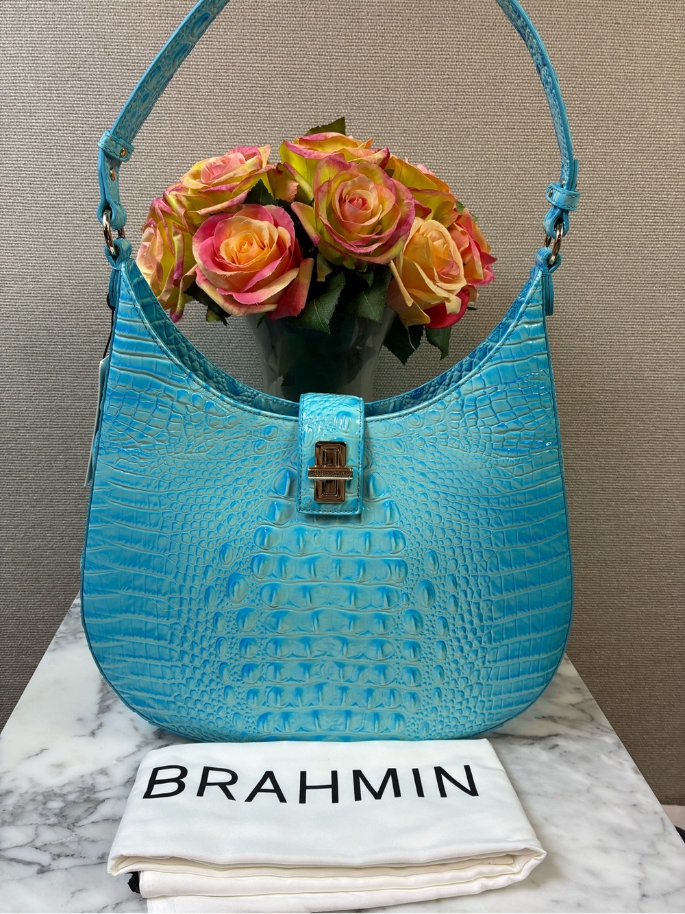 Brahmin Tropic Blue Melbourne Fallon Shoulder Bag - NWT w/ Dustbag